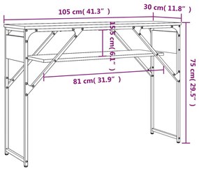 Τραπέζι Κονσόλα Γκρι Sonoma 105 x 30 x 75 εκ. από Επεξεργ. Ξύλο - Γκρι