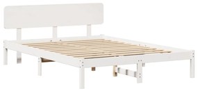 vidaXL Σκελετός Κρεβατιού Λευκό 140 x 200 cm Μασίφ ξύλο πεύκου