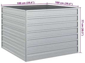 vidaXL Ζαρντινιέρα Υπερυψωμένη Ασημί 100x100x77 εκ. Γαλβανισμ. Χάλυβας