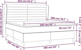 vidaXL Κρεβάτι Boxspring με Στρώμα Μπλε 160x200 εκ. Υφασμάτινο