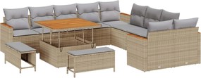 vidaXL Σετ Καναπέ Κήπου 13 pcs Μπεζ συνθετικό ρατάν