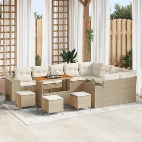 vidaXL Σετ Καναπέ Κήπου Ρυθμιζόμενο ύψος 13 pcs Μπεζ συνθετικό ρατάν