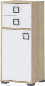 Ντουλάπι Riddle 1D2S-Δρυς-Λευκό - 44.00Χ37.00Χ102.00cm