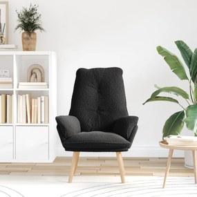 vidaXL Χαλαρή Καρέκλα Μαύρη με Μαλλί όπως Ύφασμα