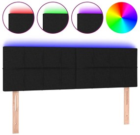 vidaXL Κεφαλάρι Κρεβατιού LED Μαύρο 144x5x78/88 εκ. Υφασμάτινο