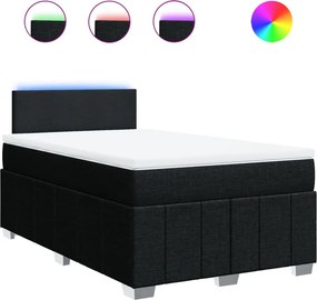 vidaXL Κρεβάτι Boxspring με Στρώμα Μαύρο 120x190 εκ. Υφασμάτινο