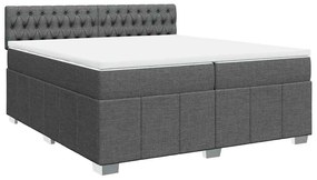 vidaXL Κρεβάτι Boxspring με Στρώμα Σκούρο Γκρι 200x200 εκ. Υφασμάτινο