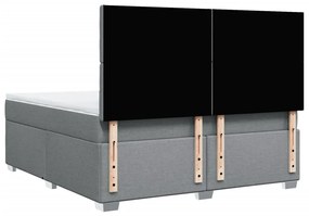 Κρεβάτι Boxspring με Στρώμα Ανοιχτό Γκρι 180x200 εκ. Υφασμάτινο - Γκρι