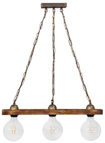 Φωτιστικό Οροφής Τρίφωτο Heronia Raga Chain 30-0066 Bronze/Natural Wood