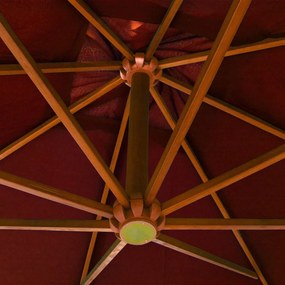 Ομπρέλα Κρεμαστή με Ιστό Τερακότα 3 x 3 μ. Μασίφ Ξύλο Ελάτης - Καφέ