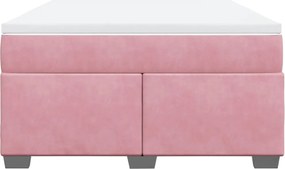 vidaXL Κρεβάτι Boxspring με Στρώμα Ροζ 140x190 εκ. Βελούδινο