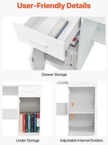 VEVOR Small Desk with Drawer Kids Desk for Bedroom Wood Simple Study Table White