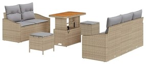 vidaXL Σετ Καναπέ Κήπου με μαξιλάρι 8 pcs Μπεζ Πολυ ράταν