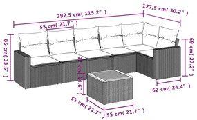 vidaXL Σαλόνι Κήπου Σετ 7 τεμ. Μπεζ Συνθετικό Ρατάν με Μαξιλάρια