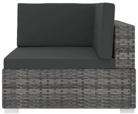 vidaXL Γωνιακό Κάθισμα Τμηματικό 1 τεμ. Γκρι Συνθετ. Ρατάν + Μαξιλάρια