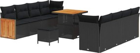 vidaXL Σετ Καναπέ Κήπου με μαξιλάρι 11 pcs Μαύρο