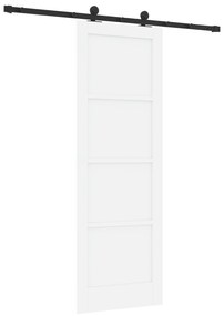 vidaXL Συρόμενη Πόρτα  με Σετ Υλικών Λευκή 73.5x211 εκ Στερεό Ξύλο Πεύκου