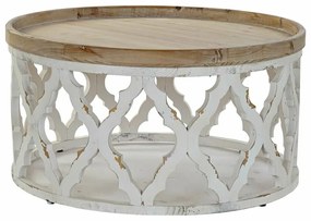 Βοηθητικό Τραπέζι DKD Home Decor Λευκό Ανοιχτό καφέ Έλατο Ξύλο MDF 81 x 81 x 43,5 cm