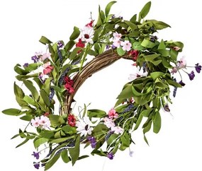 VEVOR Artificial Decorative Wreath 22 in Pink Green Daisies Year Round Wreath