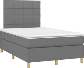 vidaXL Κρεβάτι Boxspring με Στρώμα Σκούρο Γκρι 120x200 εκ. Υφασμάτινο