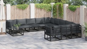 vidaXL Σετ Καναπέ Κήπου 12 pcs Μαύρο 70 x 70 x 32 εκ Αλουμίνιο