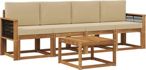 vidaXL Σειρά Καναπέ Εξωτερικού με μαξιλάρι 4 pcs Φυσικό