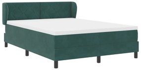 vidaXL Κρεβάτι με Στρώμα Ύψους 140x190 cm σε Σκούρο Πράσινο Βελούδο