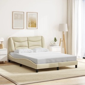 vidaXL Σκελετός Κρεβατιού Χωρίς Στρώμα Κρεμ 140x200 εκ.Υφασμάτινο