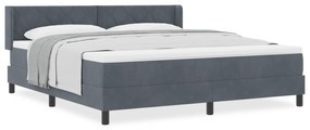 vidaXL Κρεβάτι Box Spring με στρώμα  Σκούρο Γκρι 180x200 εκ. Βελούδο