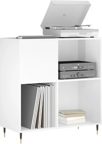 vidaXL Δισκοθήκη Γυαλιστερή Λευκή 84,5 x 38x 89 εκ. από Επεξεργ. Ξύλο
