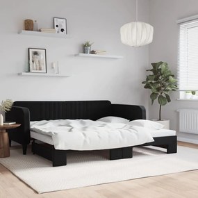 Καναπές Κρεβάτι Συρόμενος Μαύρος 100 x 200 εκ. Βελούδινος - Μαύρο
