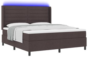 vidaXL Κρεβάτι με Σπαστό Στρατηγό και Στρώμα & LED Καφέ Σκούρο 180x200 εκ. Ύφασμα