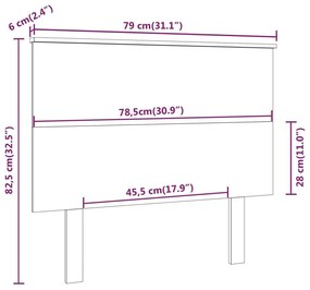 Κεφαλάρι Κρεβατιού Γκρι 79x6x82,5 εκ. από Μασίφ Ξύλο Πεύκου - Γκρι