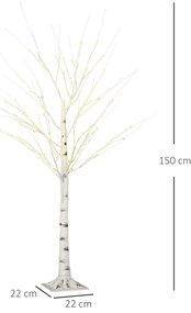 Τεχνητή σημύδα με led, εύκαμπτα κλαδιά, πλαστικό και μέταλλο, 150 cm, λευκό