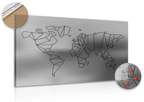 Εικόνα σε στυλιζαρισμένο παγκόσμιο χάρτη από φελλό σε ασπρόμαυρο - 90x60  flags