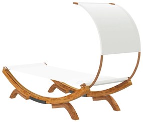 vidaXL Ξαπλώστρα ΕξΧώρου Κρεμ 100x200x126εκ Μασίφ Λυγισμένο Ξύλο Τέντα