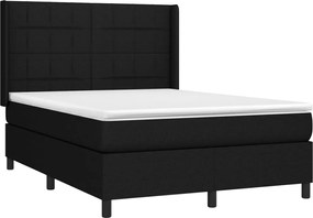 vidaXL Κρεβάτι Boxspring με Στρώμα Μαύρο 140x190 εκ. Υφασμάτινο