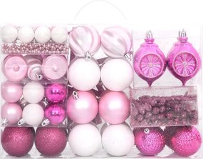 vidaXL Σετ Μπάλες Χριστουγεννιάτικες 108 τεμ. Λευκές και Ροζ