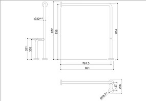 Μπάρα Ponte Giulio τοίχου-δαπέδου Inox Mat