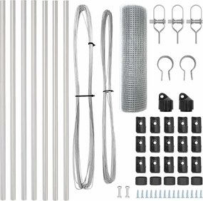 vidaXL Στύλος Περιφράξεων Ασημί 10 x 0,6 μ (25 x 25 mm δίχτυ) Ατσάλι