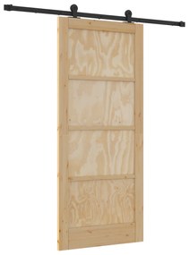 vidaXL Συρόμενη Πόρτα με Σετ Εξαρτημάτων 86x198.5 εκ. Μασίφ Ξύλο Πεύκου