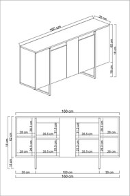 Κονσόλα Λευκό / Χρυσό FOEN 160x35x80