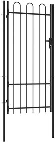 vidaXL Καγκελόπορτα Μονή με Αψιδωτή Κορυφή Μαύρη 1 x 2 μ. Ατσάλινη