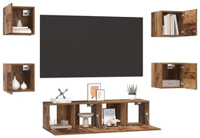vidaXL Σετ επίπλου τηλεόρασης Επιτοίχιο 6 pcs Παλαιό ξύλο