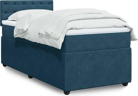 vidaXL Κρεβάτι Boxspring με Στρώμα Μπλε 80 x 200 εκ. Βελούδινο