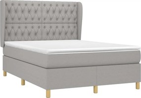 vidaXL Κρεβάτι Boxspring με Στρώμα Ανοιχτό Γκρι 140x190 εκ. Υφασμάτινο