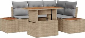 vidaXL Σετ Καναπέ Κήπου με αποθήκευση 5 pcs Μπεζ Πολυ ράταν