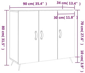 Ντουλάπι Καπνιστή Δρυς 90x34x80 εκ. Επεξεργασμένο Ξύλο - Καφέ