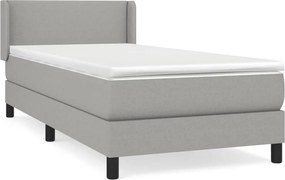 vidaXL Κρεβάτι Boxspring με Στρώμα Ανοιχτό Γκρι 90x190 εκ. Υφασμάτινο