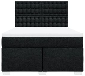 vidaXL Κρεβάτι Boxspring με Στρώμα Μαύρο 140x200 εκ. Υφασμάτινο